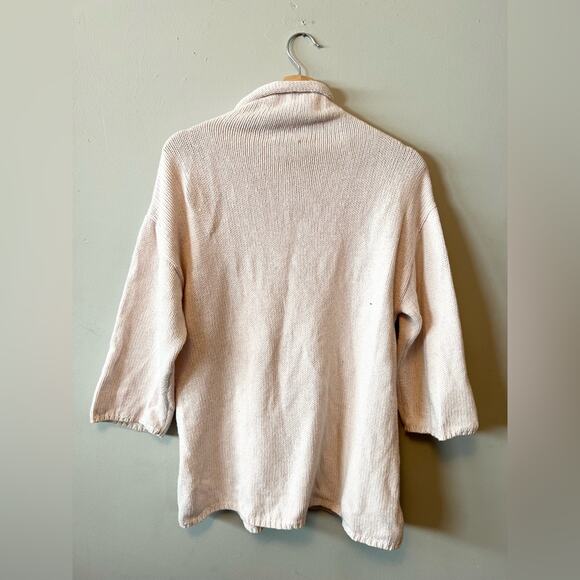 Kate spade pink cable knit mock neck sweater cotton wool blend boxy oversized - Picture 5 of 9